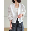 雀说新款长袖防晒衣女夏薄款宽松休闲亚麻开衫短外套AL250105-1 商品缩略图0