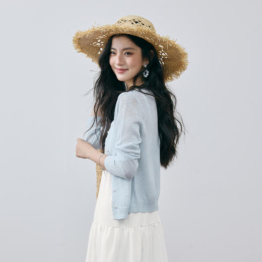 【严选】诗凡黎法式浪漫花边针织开衫2025夏新款轻薄透气百搭甜美上衣女7G6131641 商品图3