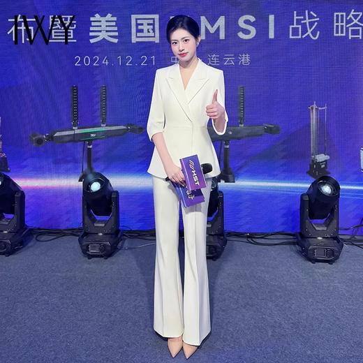 IWY/纯白西装套装七分袖薄款婚礼商务主持人正装正式场合教师通勤C15113+P35113 商品图0