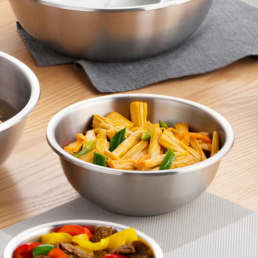 茶花304不锈钢厨房专用汤盆菜盆加厚食品级材质防摔洗菜盆面盆 20cm 商品图0