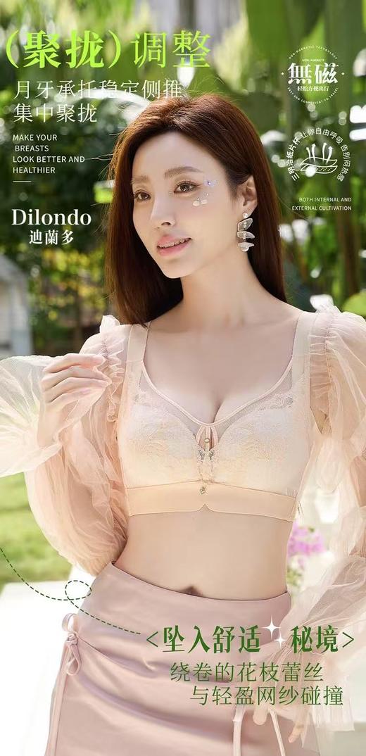 迪兰多夏季新款丰满薄杯舒适无钢圈无磁内衣三明治纸片杯收副乳调整型文胸2118454 商品图2
