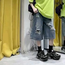 ZC一粒扣刷漆破洞牛仔五分裤50416 夏季 012092033053