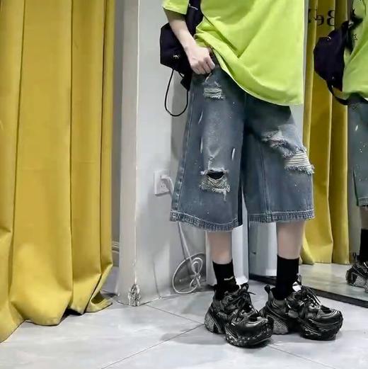 ZC一粒扣刷漆破洞牛仔五分裤50416 夏季 012092033053 商品图0