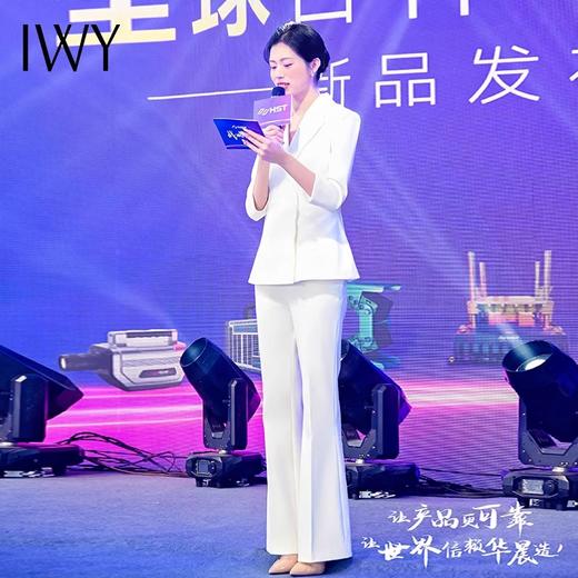 IWY/纯白西装套装七分袖薄款婚礼商务主持人正装正式场合教师通勤C15113+P35113 商品图1