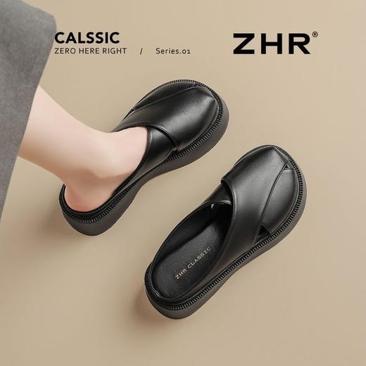 ZHR则则法式厚底包头拖鞋女2025夏季懒人一脚蹬凉鞋外穿沙滩拖鞋 商品图8