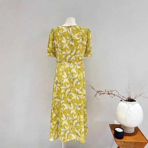 短袖真丝连衣裙女2025春夏新款收腰中长款碎花双绉100%桑蚕丝裙子 商品图4