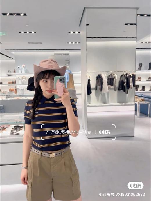 527-4 浩存妹纸同款 渠道圆正 miu 工装休闲短裤 中高腰 卡其裤 带腰带 商品图4