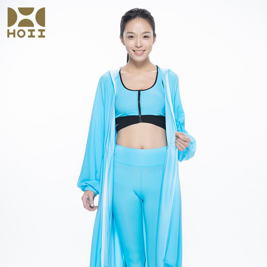 HOII/后益 长版连帽造型拉链外套-蓝色 商品图1