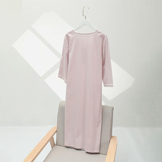 【3F】安莉芳纯棉圆领中袖睡裙女士花边装饰宽松家居裙EL00720 藕色LAV M 商品图4
