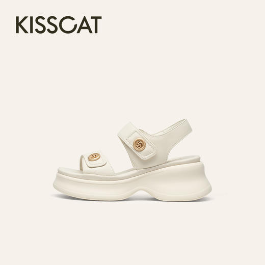 BF楼KISSCAT接吻猫[钱币]厚底沙滩凉拖25夏新增高魔术贴运动凉鞋女KA65387-50吊牌价1299活动价699 商品图0