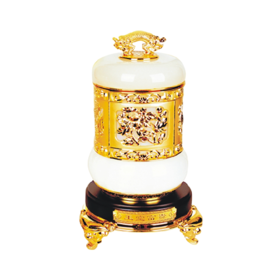 玉堂富贵（珐琅款） 琉璃玉+合金+木座 110x165mm