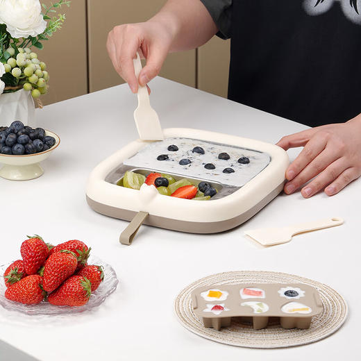 【多样屋专柜】艾贝丽炒冰机 小型炒酸奶机食品级304不锈钢炒酸奶盘炒冰沙机【赠送炒铲】 白色 商品图5