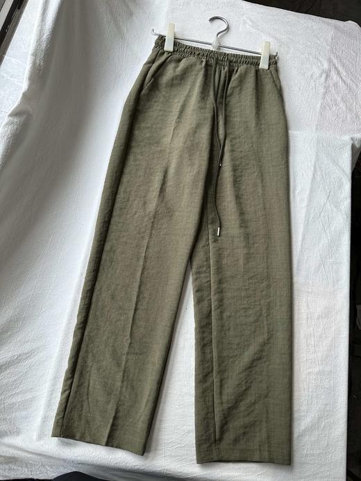 贝壳三 亚麻混纺松紧腰抽绳休闲裤高腰宽松透气直筒阔腿裤C052727 商品图5
