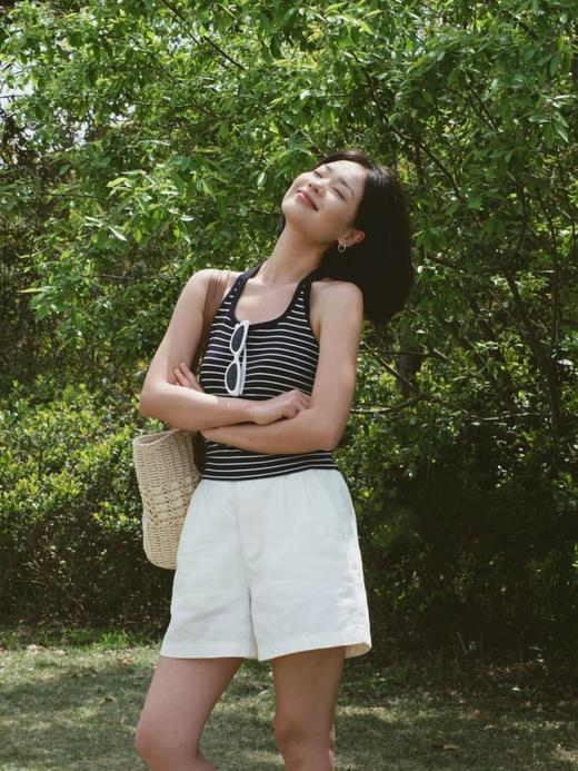 【韩国代工订单高货！】✨百搭神裤 !买就送腰带!上身零束缚 ! 「高腰阔腿通勤配腰带五分裤」 商品图4