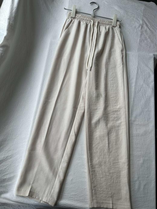 贝壳三 亚麻混纺松紧腰抽绳休闲裤高腰宽松透气直筒阔腿裤C052727 商品图13