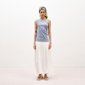 NUTH白色空气感花苞裙茧型显瘦中长款半身裙女