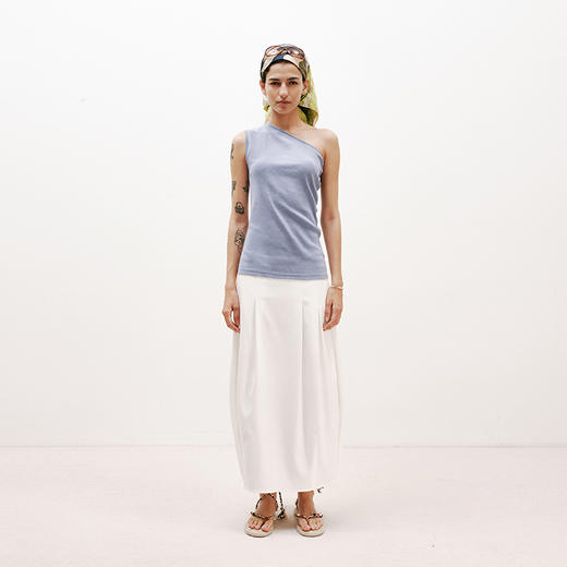 NUTH白色空气感花苞裙茧型显瘦中长款半身裙女 商品图0