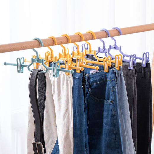 茶花裤架 塑料裤夹子衣架子挂裤子挂架裙夹裤挂衣柜收纳 10支装*2 商品图1