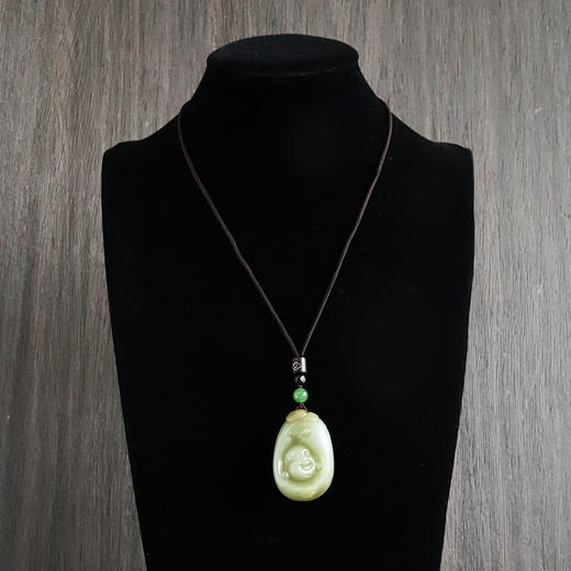 【天然正品】天然佛公造型和田玉猫眼碧玉（平安、吉祥）吊坠项链45.1*30.9*15.7MM（皆取最大值）中性款现售价：1880！220325AH24 商品图9