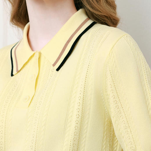 【商场同款】诗凡黎polo领撞色针织衫2025夏新款上衣女3G4130741 商品图3