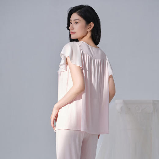 【3F】安莉芳时尚v领套头法式睡衣带杯垫女士家居服套装EL00851 浅粉色LPK M 商品图2