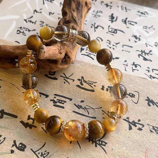 【大金霸】六鑫珠宝 天然黄塔晶虎眼石茶水晶手串 商品图2