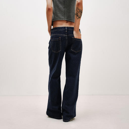 NUTH深蓝洗水复古宽松直筒牛仔裤女夏季 商品图2