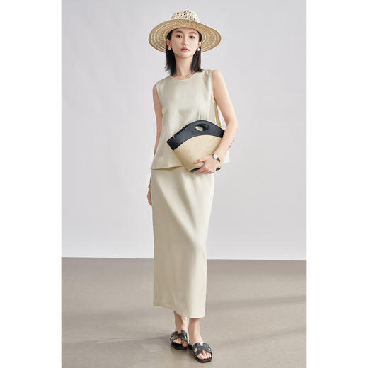 天丝亚麻套装 米思阳2025夏季新款通勤气质休闲风显瘦上衣半身裙两件套女1508 商品图2