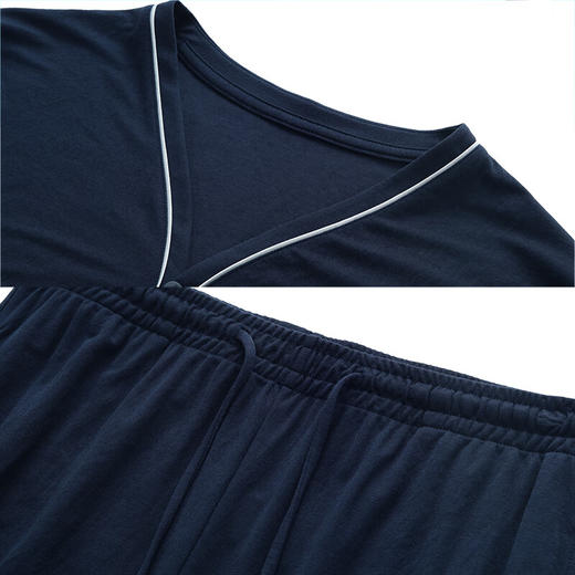 【3F】IVU莫代尔短袖男士家居服套装可外穿睡衣ULY0176 深蓝色 商品图5