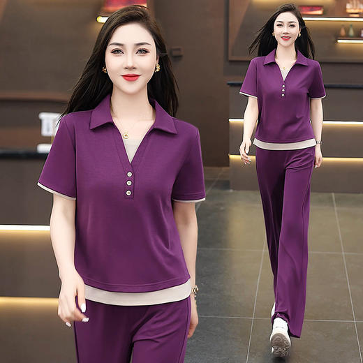 雀说新款套装洋气短袖上衣夏季休闲运动AL23029 商品图2