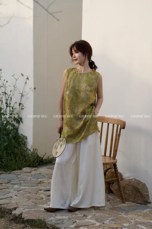 【门店同款】ENJOY夏季云敛-“鸾衿折桂”玉瓷青调短款旗袍 162793234 商品图0