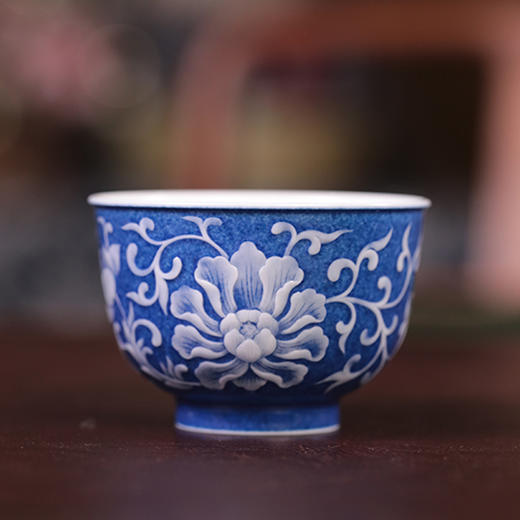 初蓝舍缠枝牡丹缸杯 商品图0