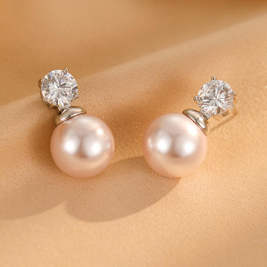雀说银针气质复古港风简约珍珠耳钉ins轻奢锆石甜美小众时尚耳环法式AL0922 商品图2