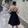 西遇黑色吊带连衣裙女夏季新款度假法式收腰v领露背裙子SS050845 商品缩略图3