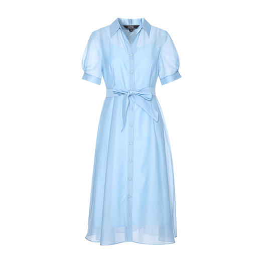 【通透蓝色欧根纱衬衫连衣裙】EITIE爱特爱夏日清爽通勤2025夏新款B2507658 商品图5