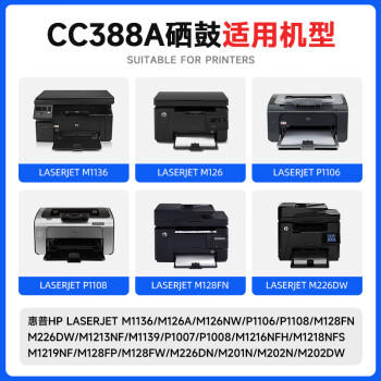天色适用惠普CC388A硒鼓M1136 M126a/nw P1007 P1008 P1106 P1108 M128fn/fp/fw硒鼓 【3000页】大容量-1支装 商品图1