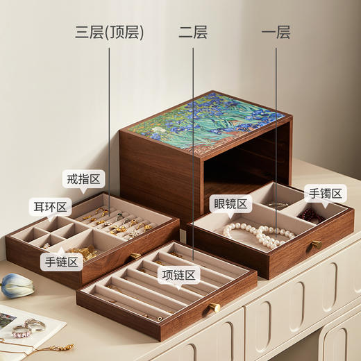 初心| 油画首饰盒多层鸢尾花 商品图2