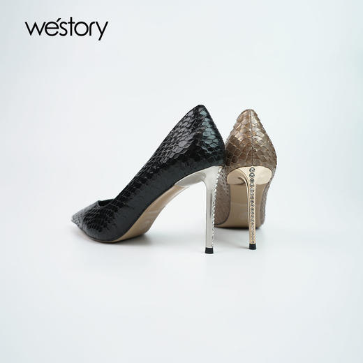 Westory2025年春季包铁头尖头高跟通勤浅口单鞋W25AE58671 商品图3
