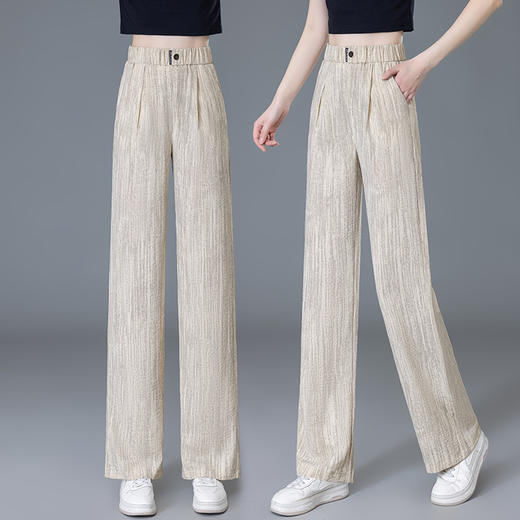 雀说薄款窄版阔腿裤女新款高腰显瘦垂感直筒裤显瘦休闲裤AL2502 商品图3