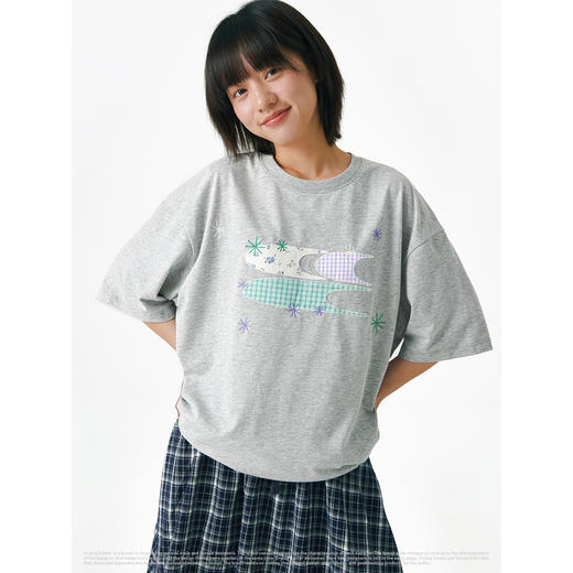 CryingCenter 星星碎花拼布3Clogo 点纱宽松T恤短袖 哭喊中心 商品图2