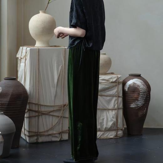 【à perles】极简真丝丝绒长裤 商品图1