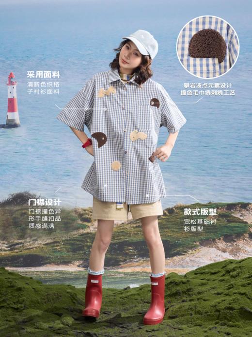 马得工地/MDGDCS252172/攀岩波点元素毛巾绣格子衬衫 商品图1