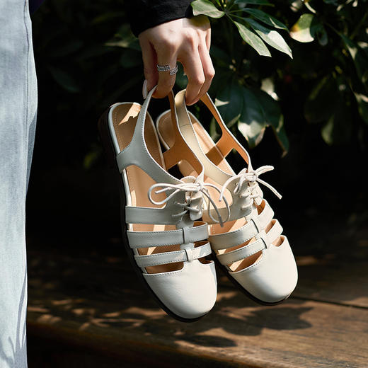 镂空凉鞋包头绑带凉鞋女士前包后空凉鞋 商品图6