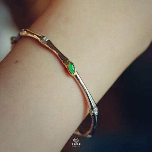 龢盒原创 青竹翡翠银手镯 商品图0