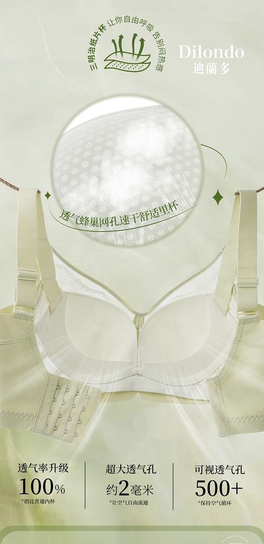 迪兰多夏季新款丰满薄杯舒适无钢圈无磁内衣三明治纸片杯收副乳调整型文胸2118454 商品图10