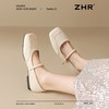 ZHR则则方头酒红浅口单鞋2025新款法式玛丽珍鞋复古一字带平底鞋 商品缩略图9