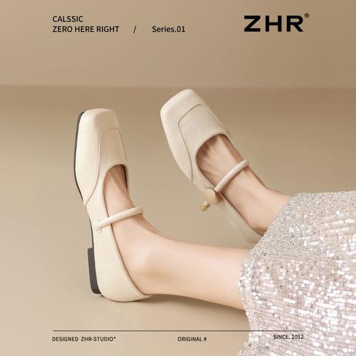 ZHR则则方头酒红浅口单鞋2025新款法式玛丽珍鞋复古一字带平底鞋 商品图9