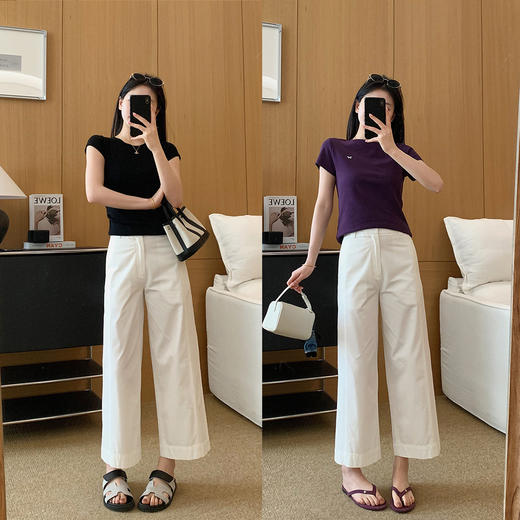 高知裤！2025新款筋骨感十足侧缝拼接九分直筒裤夏季显瘦休闲裤！ 商品图2