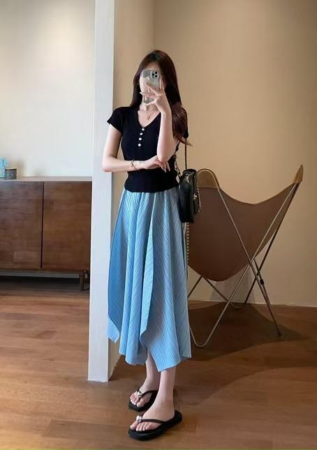 设计感显瘦优雅三宅压褶花瓣不规则半裙 商品图3