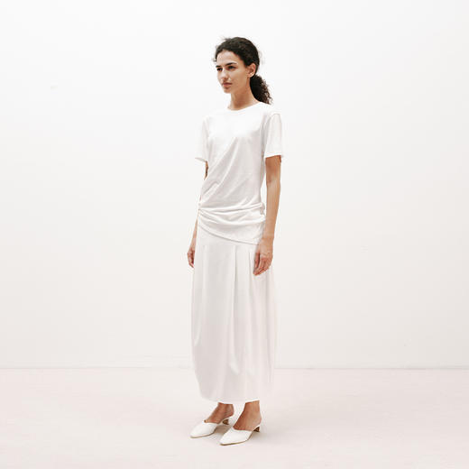 NUTH白色空气感花苞裙茧型显瘦中长款半身裙女 商品图3